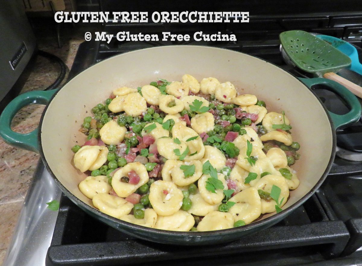 Gluten Free Orecchiette with Pancetta and Peas