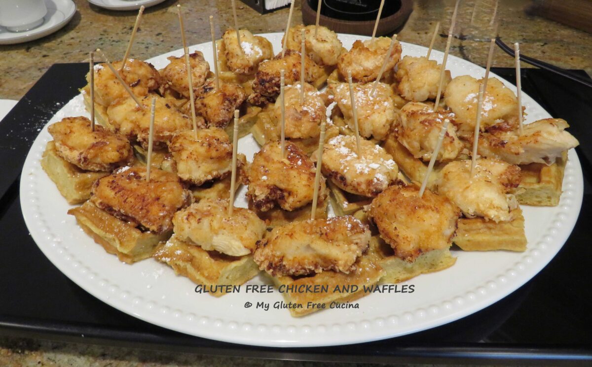 Gluten Free Chicken and Sourdough Waffle Skewers